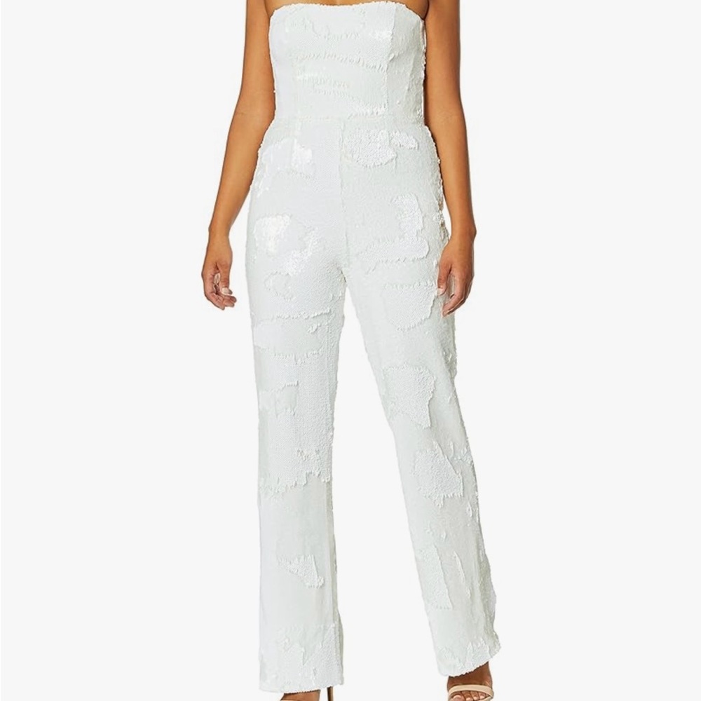 Dress the Population White Sequin Jumpsuit